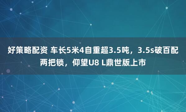 好策略配资 车长5米4自重超3.5吨，3.5s破百配两把锁，仰望U8 L鼎世版上市